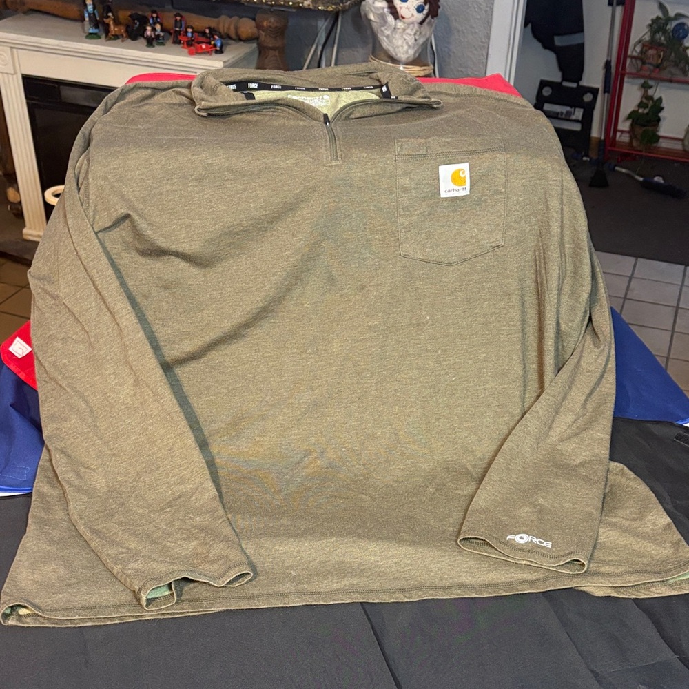 Carhartt Sage Green Half-Zip Sweatshirt